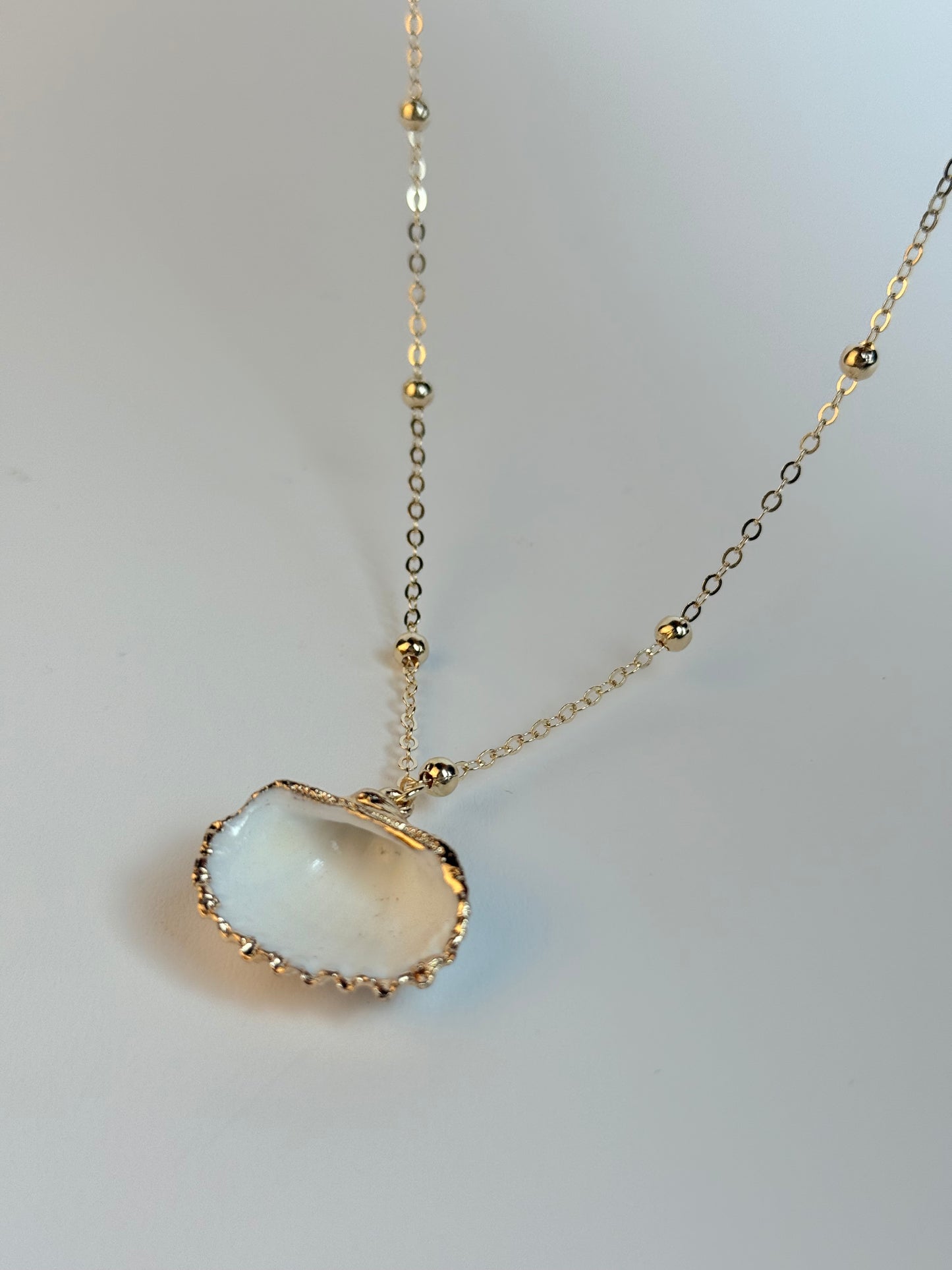 White and Gold Medium sized Natural Shell necklace