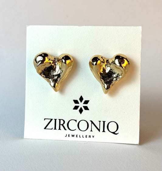 Gold Plated 18k Heart Stud Earrings