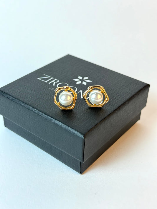 Gold Plated Pearl Studs