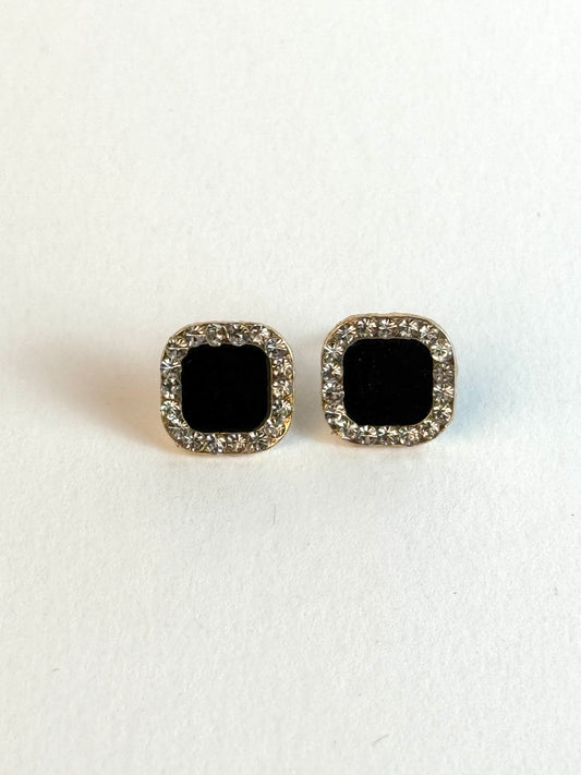 Chic Black Gem Stud Earring