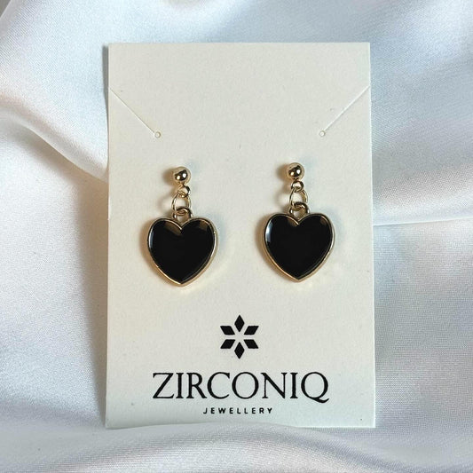 Black Heart Dangle Earrings