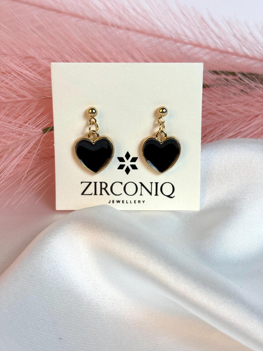 Black Heart Dangle Earrings