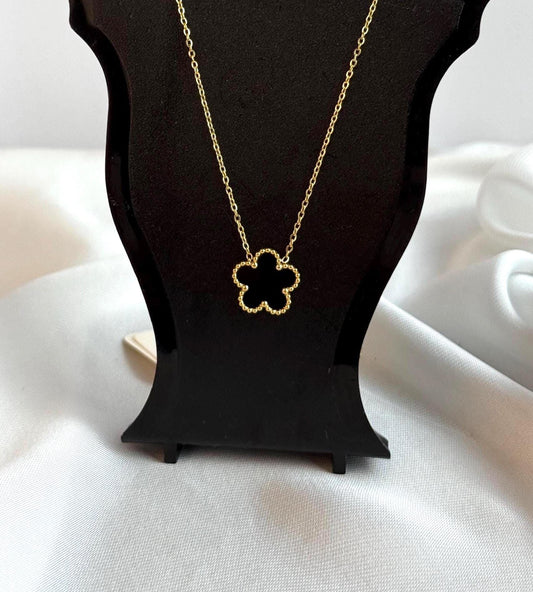 Gold Plated Black Gold Clover Necklace