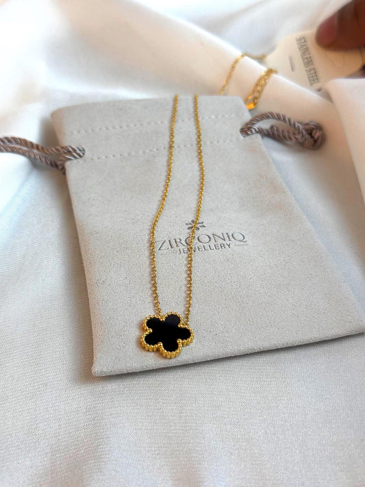 Gold Plated Black Gold Clover Necklace
