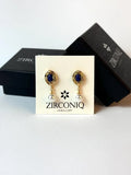 18K Gold Plated Pearl Drop Earrings with Blue Gemstones