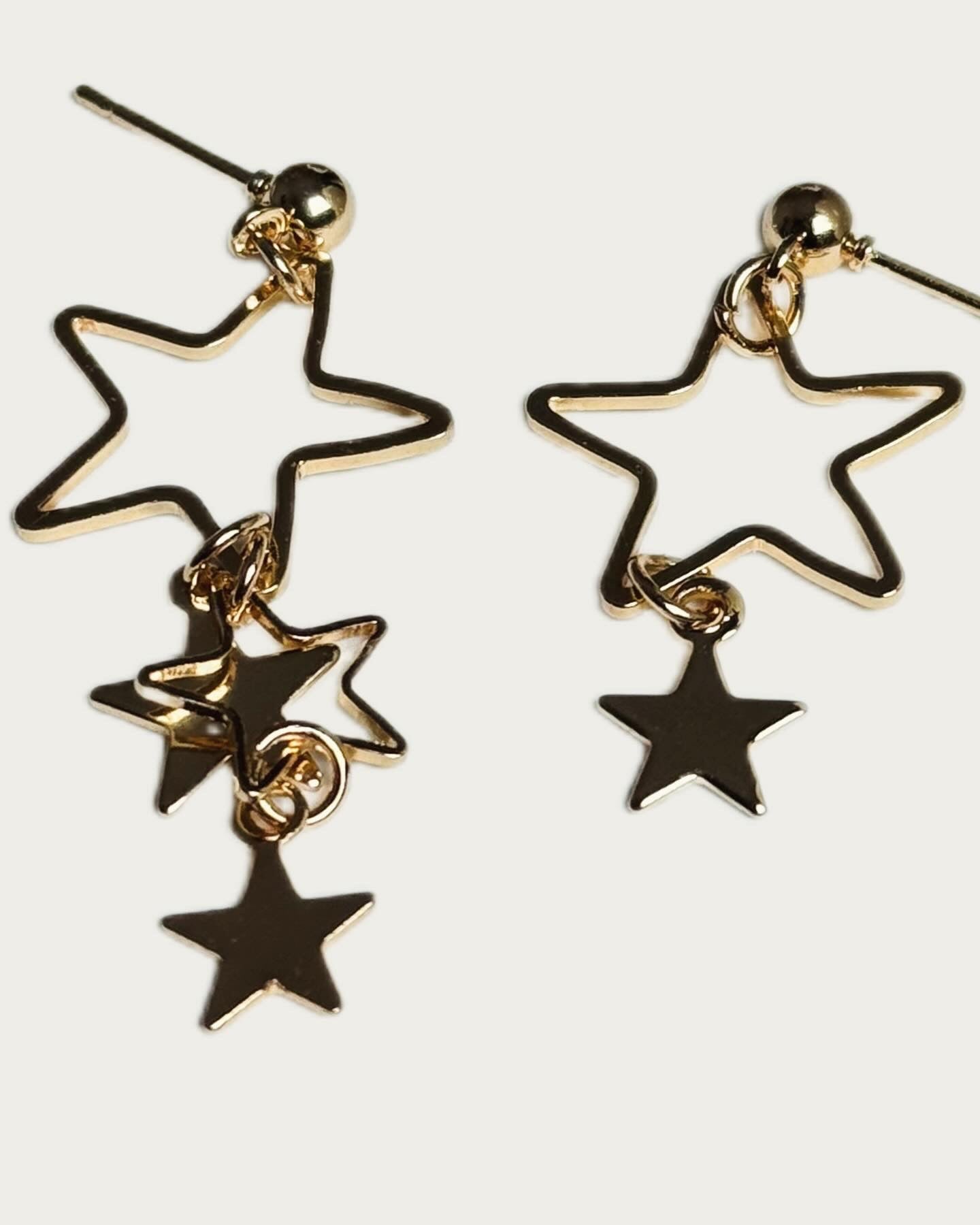 Gold Star Dangle Earrings