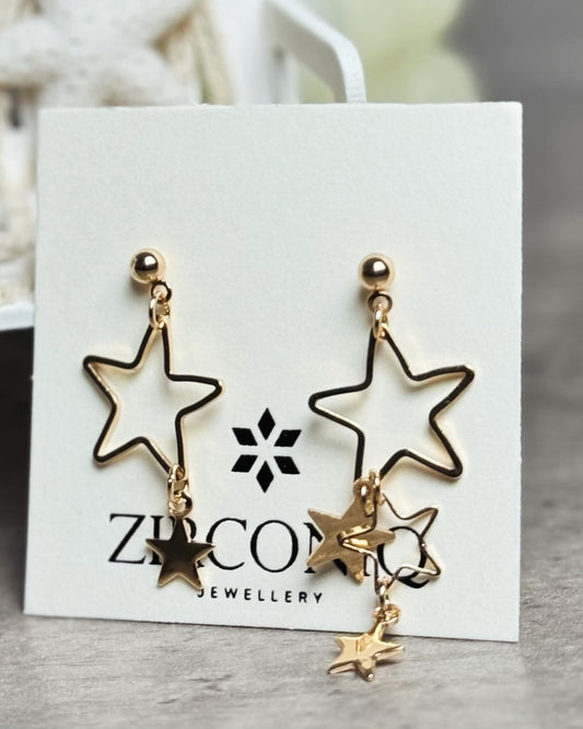Gold Star Dangle Earrings