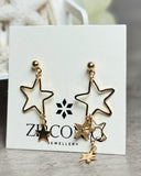 Gold Star Dangle Earrings