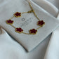 Five Leaf Clover Bracelet Red - Lucky Bracelet