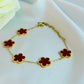 Five Leaf Clover Bracelet Red - Lucky Bracelet