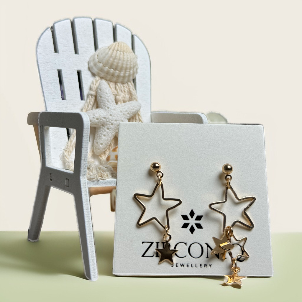 Gold Star Dangle Earrings
