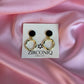 Gold Hoop Black Donut Earrings