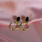 Gold Hoop Black Donut Earrings