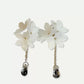 Elegant White Flower Dangle Earrings with Crystal Teardrop