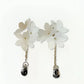 Elegant White Flower Dangle Earrings with Crystal Teardrop