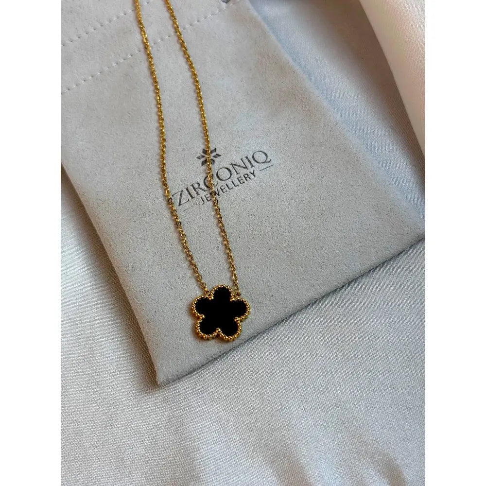 Five Leaf Black Clover Necklace Set