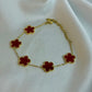 Five Leaf Clover Bracelet Red - Lucky Bracelet