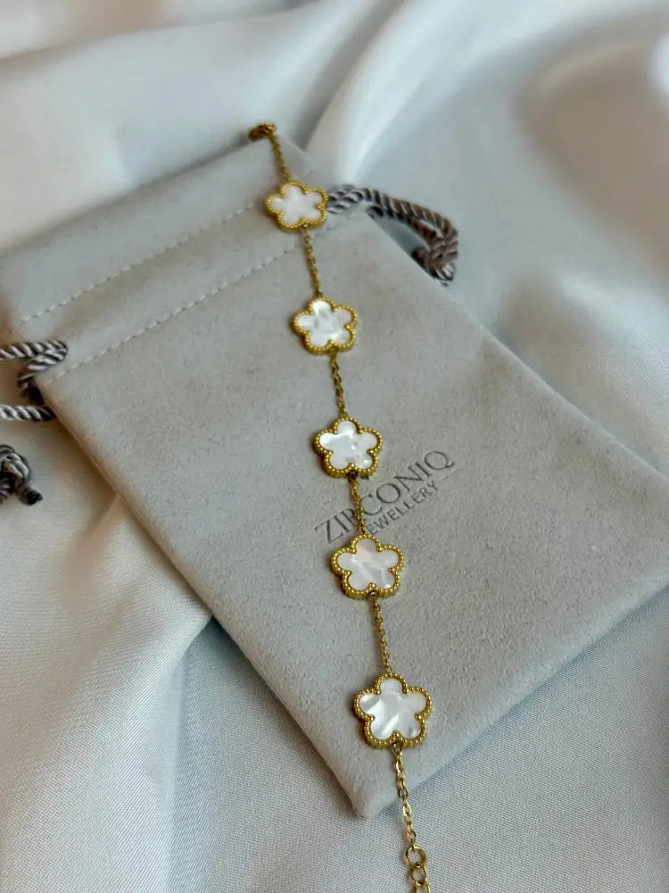Five Leaf Clover Bracelet White - Lucky Bracelet