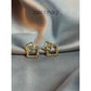 Gold Double Square Earrings with Crystals