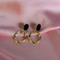 Gold Hoop Black Donut Earrings