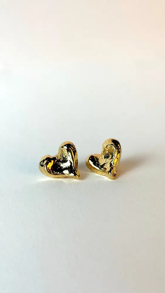Gold Plated 18k Heart Stud Earrings