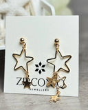 Gold Star Dangle Earrings