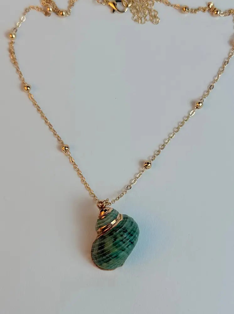 Green and Gold Natural Shell necklace
