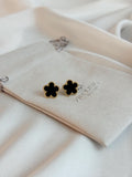 Gold Plated Black Clover Earrings