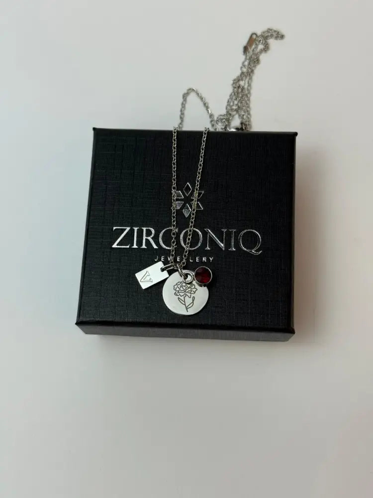 Personalized Birthstone Pendant - Silver - Birthstone Necklace