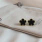 Gold Plated Black Clover Earrings