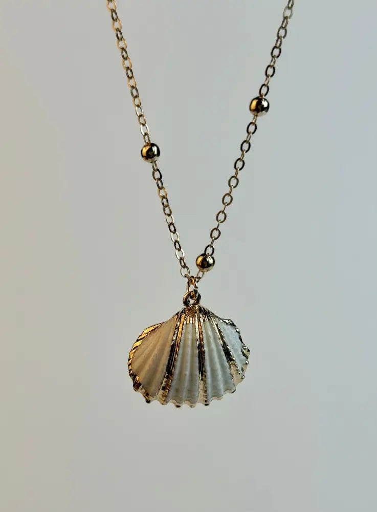 White and Gold Medium sized Natural Shell necklace