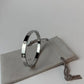 Zircon Studded Stainless Steel Silver Plated Bangle Bracelet - Silver